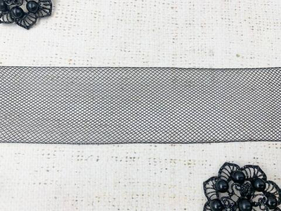 Кринолин, лента регилин жёсткая сетка, ш. 5 см, чёрный