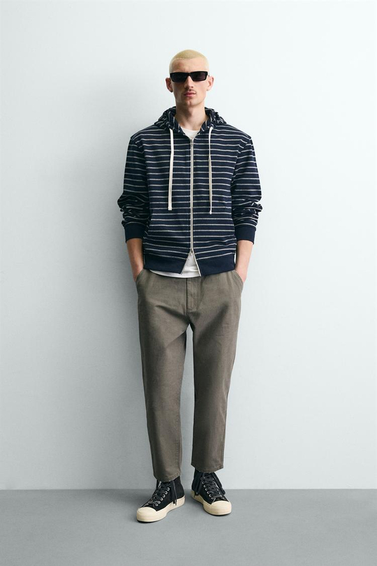 ZARA БРЮКИ CARROT FIT С ЭФФЕКТОМ ПОТЕРТОСТИ, ХАКИ