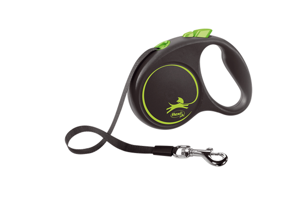 Поводок-рулетка Flexi Black Design tape S 5m 15 kg green
