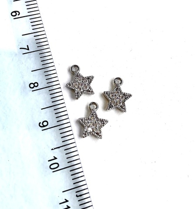 11031-р Подвеска "Звёздочка" 9*7,5мм, родий с цирконами
