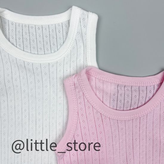 Боди-маечки ажурные, Розовый/белый