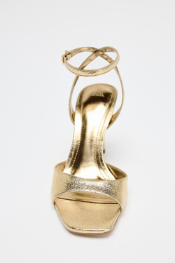 ZARA ЛАКИРОВАННЫЕ БОСОНОЖКИ, ЗОЛОТИСТЫЙ
