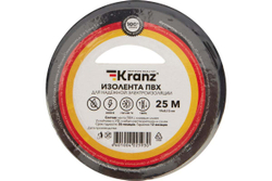 Изолента ПВХ KRANZ 0,13х19 мм, 25 м, черная KR-09-2206