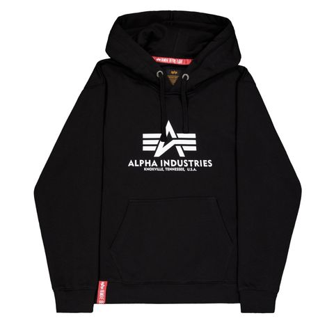 Толстовка Alpha Industries Basic Big Logo Hoodie Black (Чёрная)