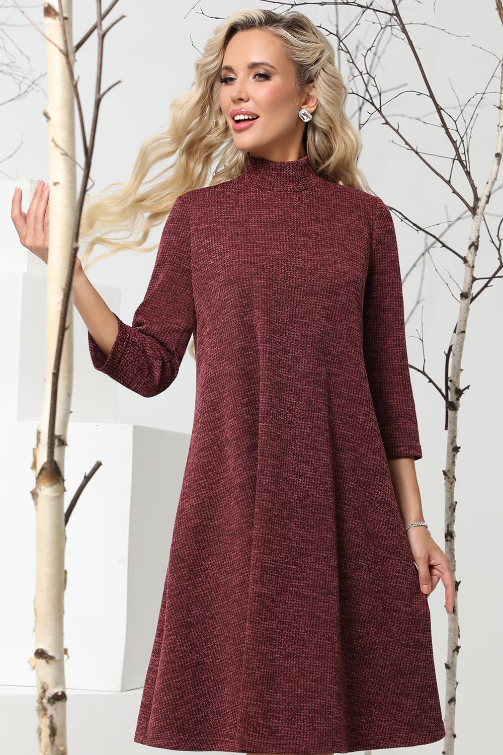 Платье бордовое трикотажное А-силуэта DStrend (Акция)