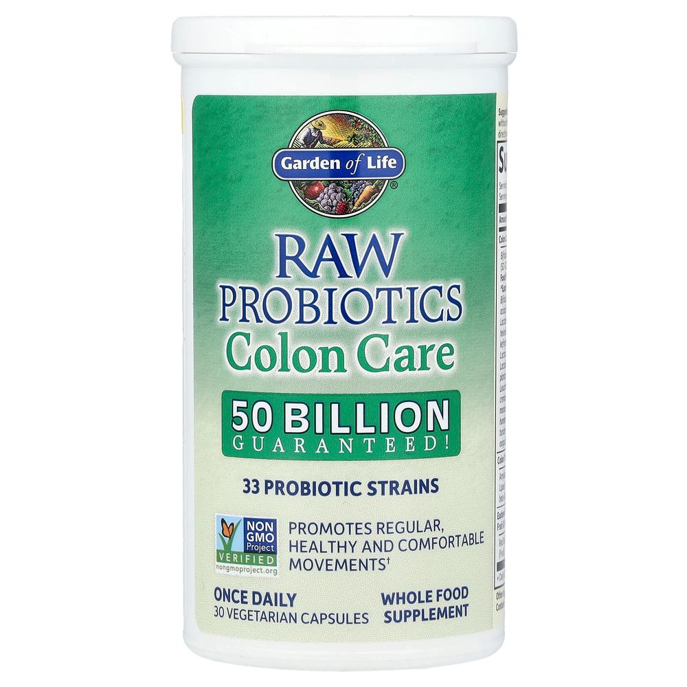 Garden of Life, RAW Probiotics, средство для здоровья кишечника, длительного хранения, 30 вегетарианских капсул