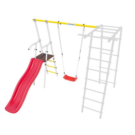 Дополнительный комплект с горкой к дачному комплексу ROMANA *только для высоты балки качелей 2050 мм. (пластиковые качели) (желтый/серый)