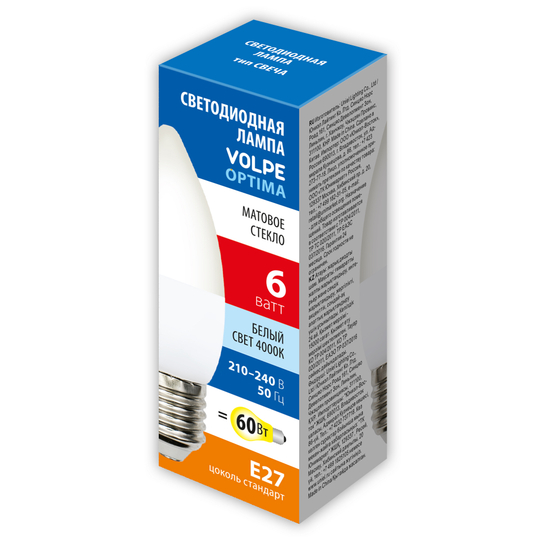 Лампочка СВЕЧА E27 светодиодная 6W (дневной свет 4000K) 220В