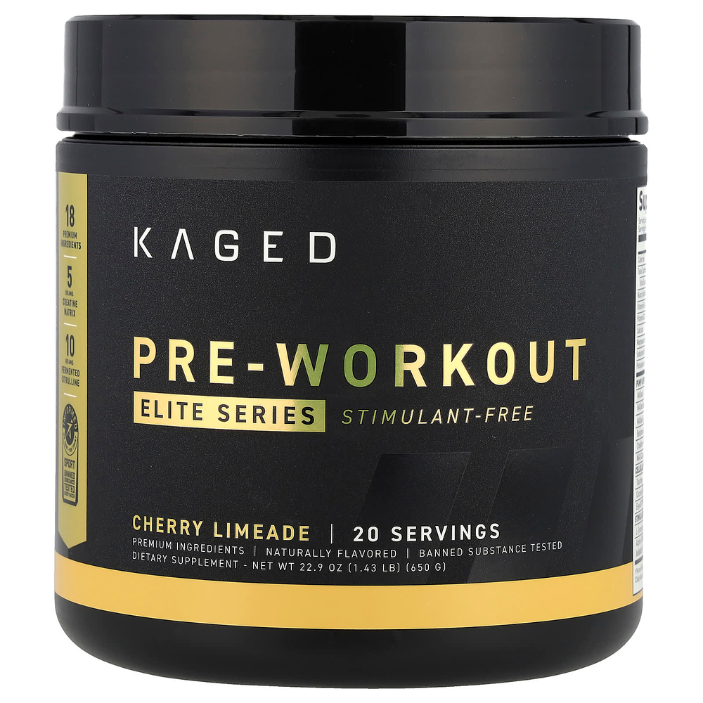 Kaged, Elite Series, перед тренировкой, без стимуляторов, вишневый лаймад, 650 г (1,43 фунта)