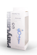 Голубое эрекционное виброкольцо PLAY CANDI BLOW POP с анальной цепочкой (Цвет: голубой)