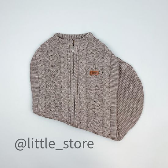 Кокон вязаный "Basic" Серо-бежевый