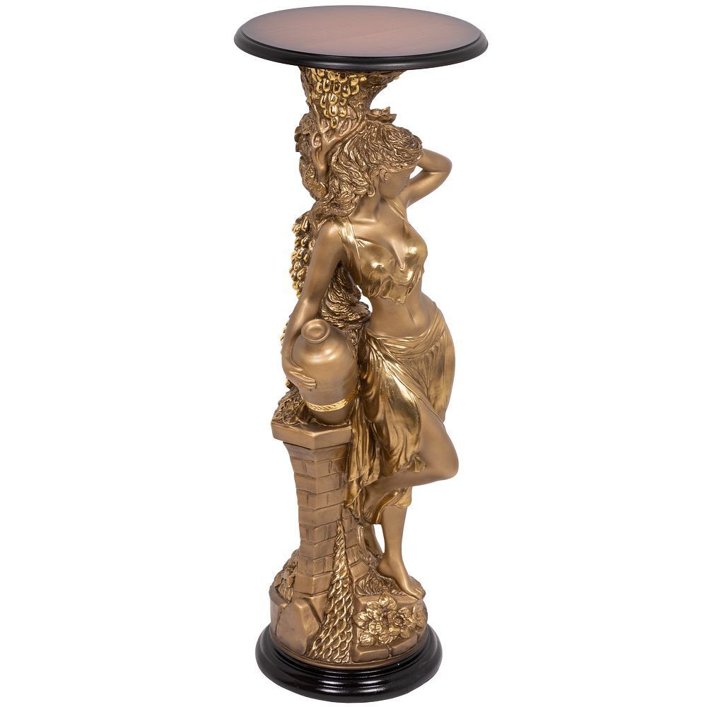 Подставка декоративная Девушка с кувшином Бронза Орех