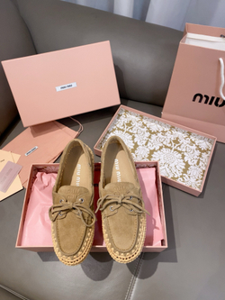 Miu Miu Suede and Raffia Boat Shoes (3 colors)