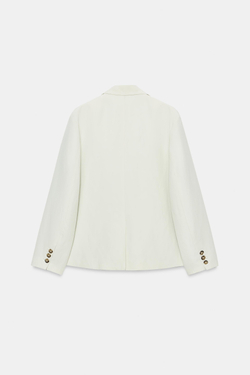 ZARA ПРЯМОЙ БЛЕЙЗЕР ИЗ ЛЬНЯНОЙ СМЕСИ — ZW COLLECTION, ЦВЕТ ЛЬДА