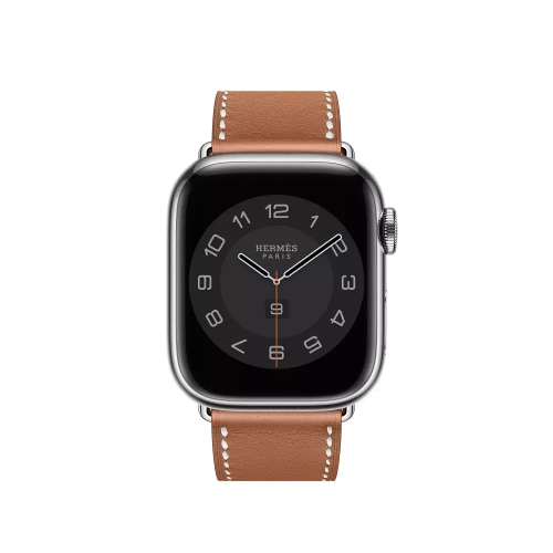 Apple Watch Series 8 Hermes 45mm, классический кожаный ремешок коричневого цвета