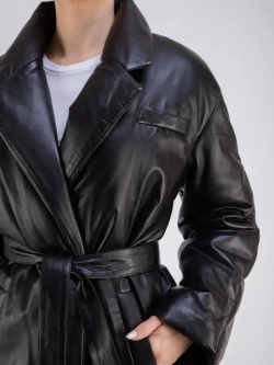 Пальто женское кожаное утепленное длинное Турция