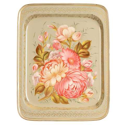 Жостовский поднос декоративный, размер 33х26 см (A13), металлический