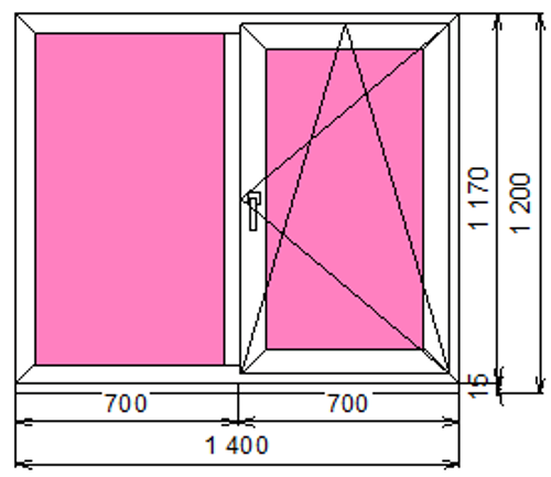 Пластиковое окно 1170 х 1400 ТермА Эко
