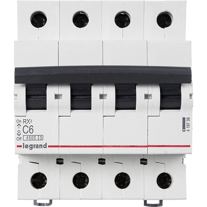 Автоматический выключатель 4,5кА 6А 4П C Rx3 Legrand