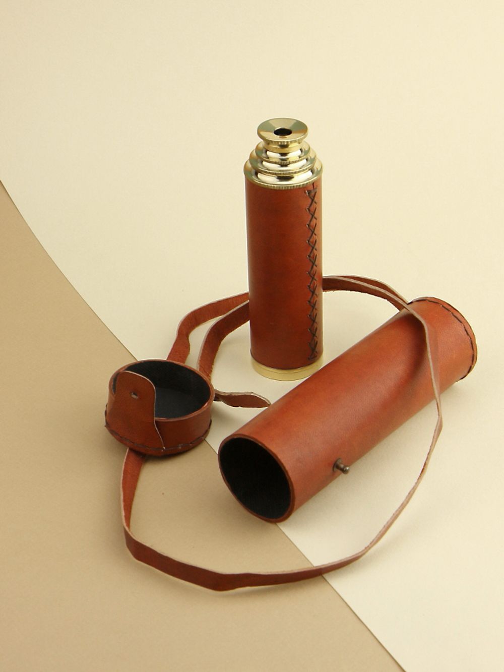 Nautical Подзорная труба в кожаном футляре