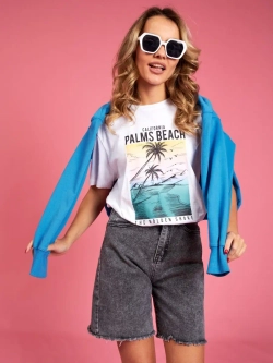 Футболка белая базовая с принтом лето 2023 большие размеры