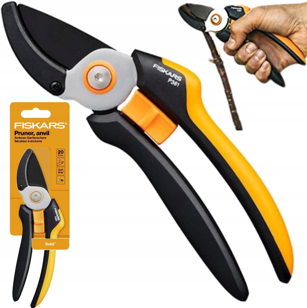 Секатор FISKARS Solid P361 черный/оранжевый