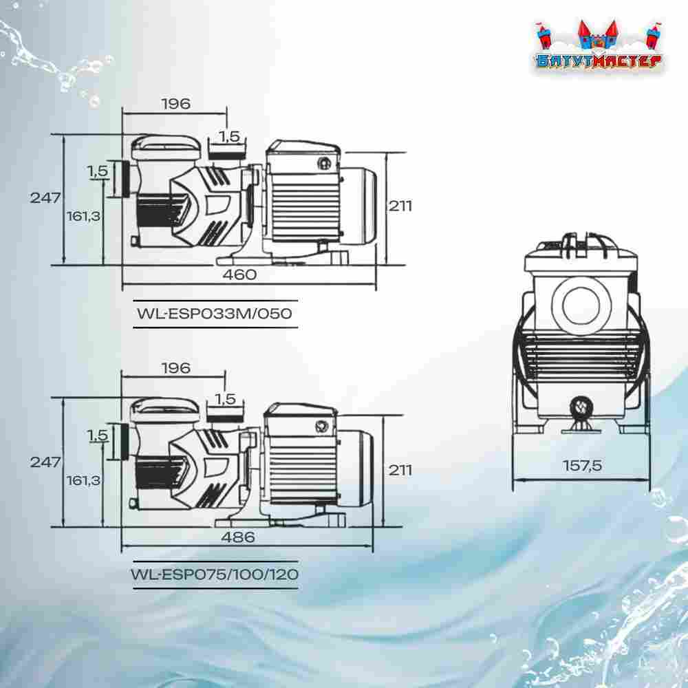 Песочный фильтр для бассейна до 128 м³ с насосом ESP1.2HP, до 133 кг песка, 16,0 м³/ч, WL-ADG650E