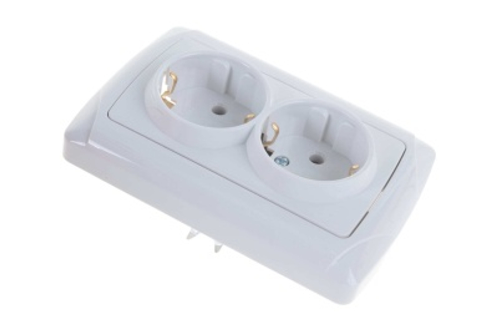Розетка 2-ая с/з бел Маргарита СП (керамика) 16А 220В (5/10/200)