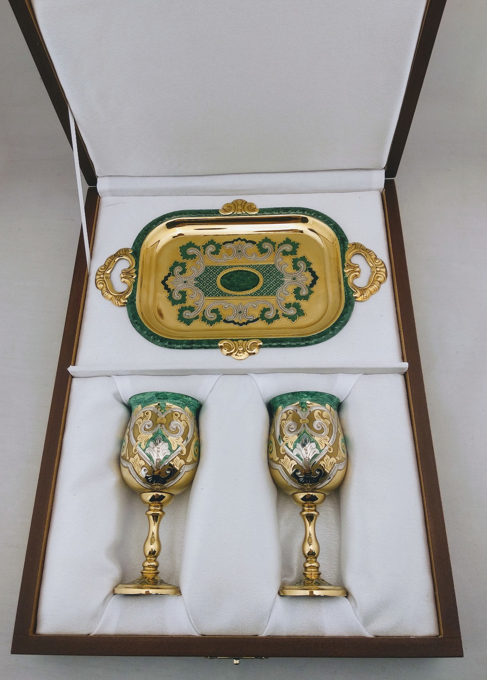 Набор "Малахит" на 2 персоны с эмалью