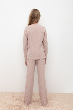 КБ 2793/кофейный,воздушные сердечки пижама для девочки