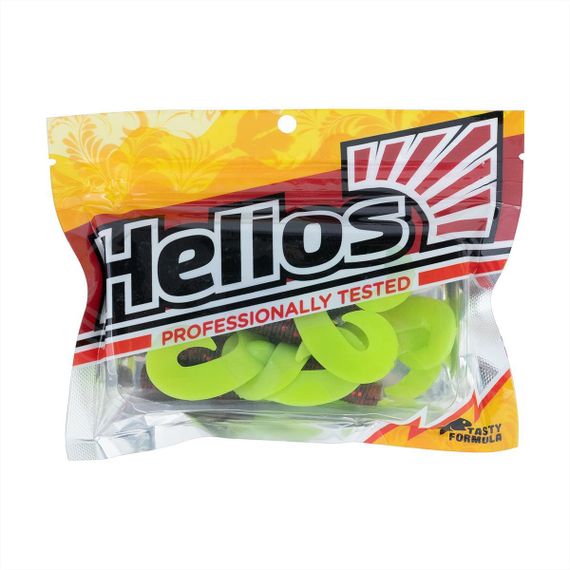 Твистер Helios Credo Double Tail 2,95"/7,5 см Rusty Gold & Lime 7шт. (HS-12-017)