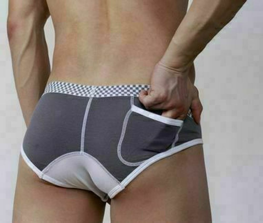 Мужские трусы брифы серые с карманом Superbody Pocket Brief Grey