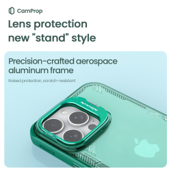Чехол зеленого цвета от Nillkin с металлической крышкой на iPhone 16 Pro Max, серия Iceblade Prop Case (Hollow Version) (версия с открытой камерой)