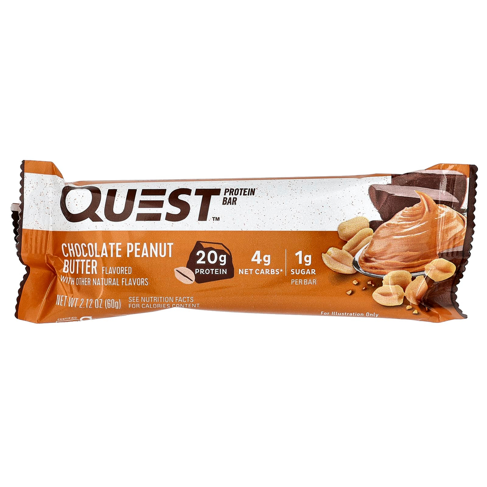 Quest Nutrition, Protein Bar, шоколадно-арахисовая паста, 4 батончика, 60 г (2,12 унции)