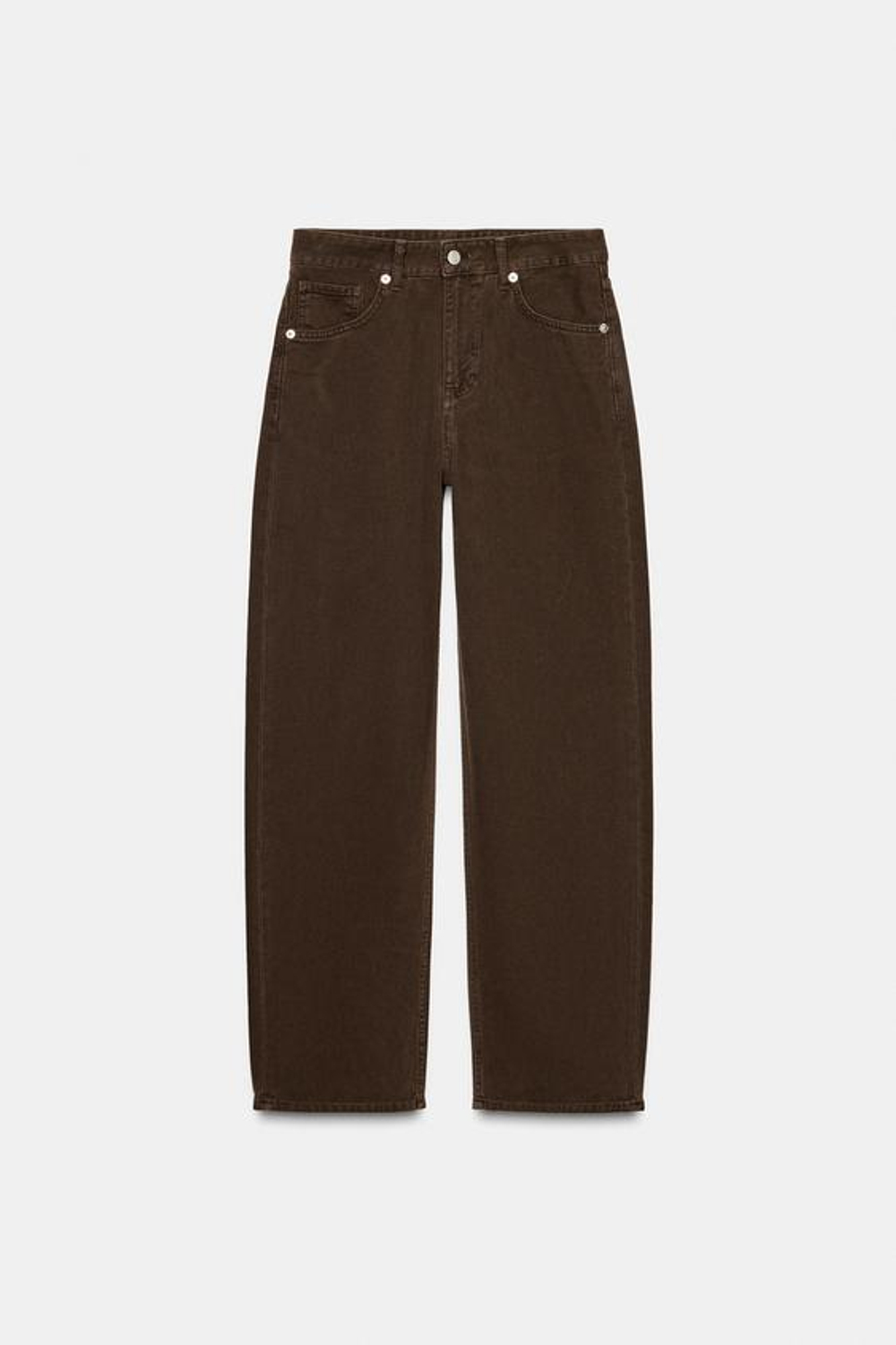 ZARA ДЖИНСЫ TRF BAGGY СО СРЕДНЕЙ ПОСАДКОЙ, КОРИЧНЕВЫЙ