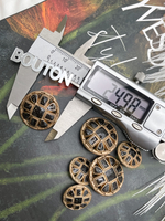 Пуговицы матовый золотистый металл с черной эмалью блестками и квадратными деталями