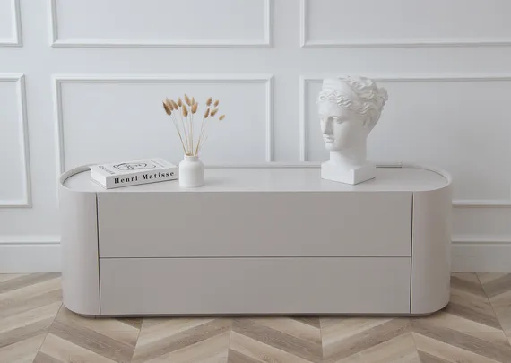 Тумба Lagom под ТВ 2 ящика ширина 140 см (дымка)