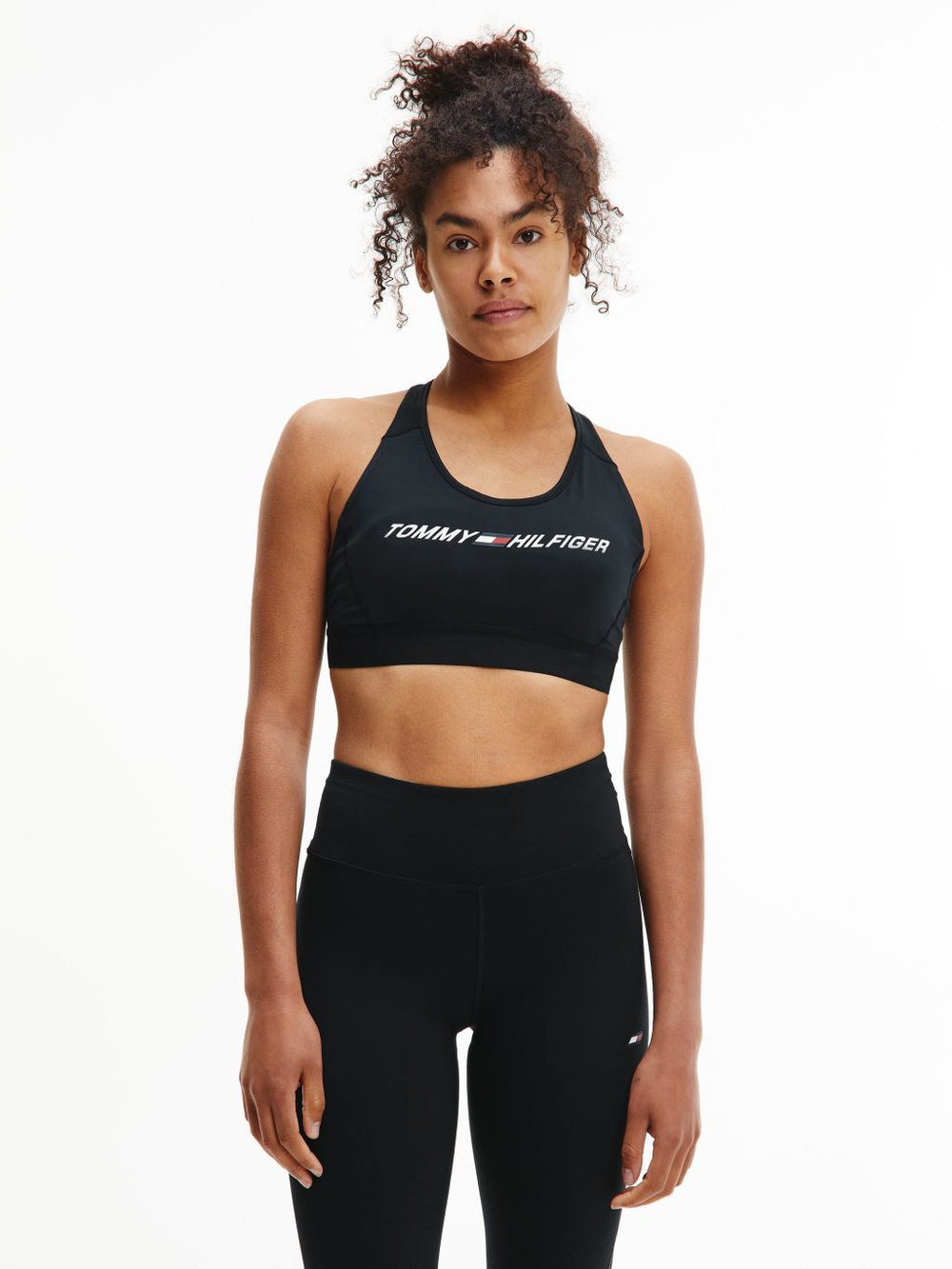 Теннисный бюстгальтер Tommy Hilfiger Mid Intensity Graphic Racer Bra - black