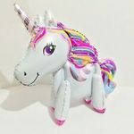 Шар 3D (23"/58 см) Фигура, Единорог, Звездная радуга, Белый, 1 шт. в упак.