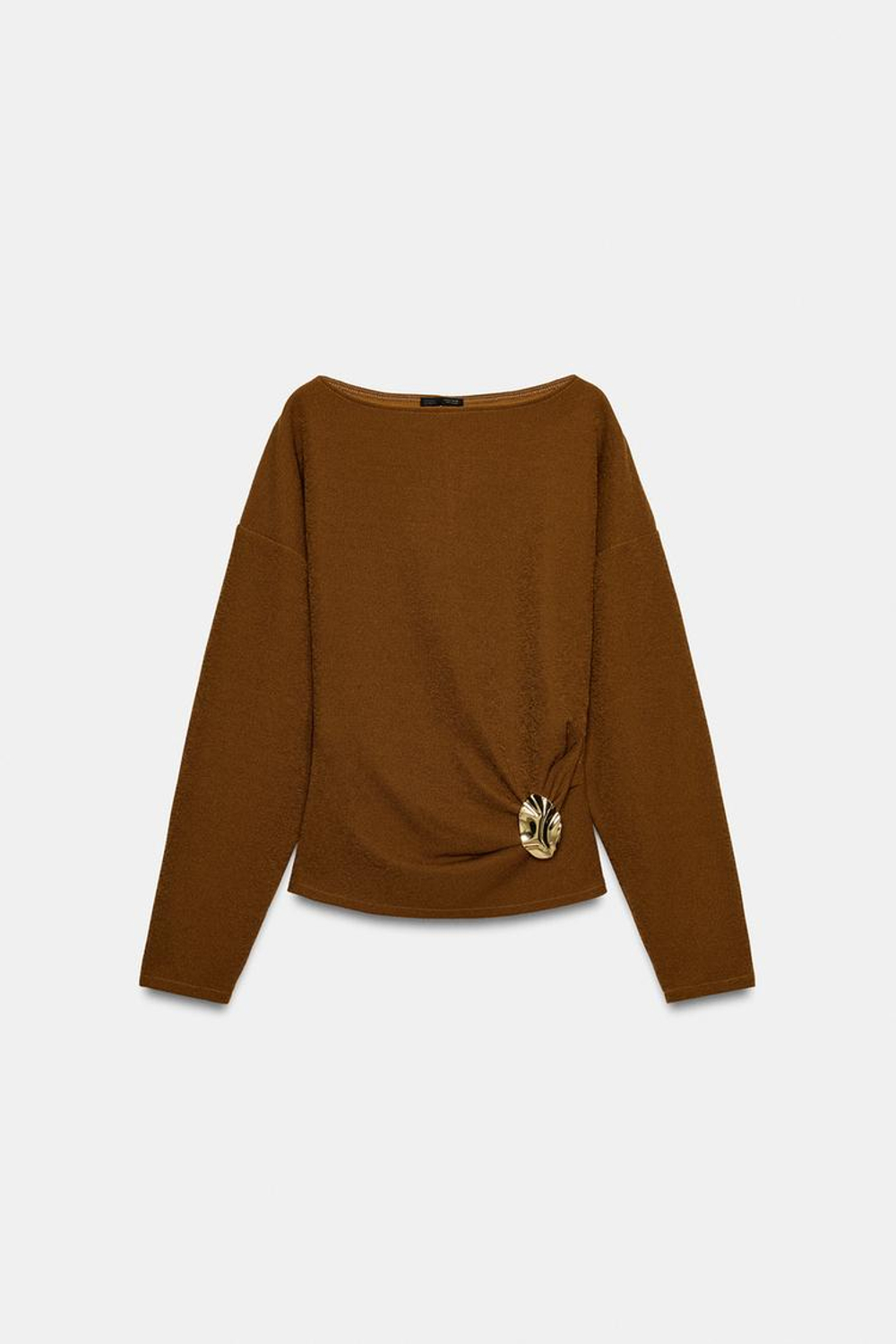 ZARA ФАКТУРНЫЙ ТОП С ПРЯЖКОЙ, ГОРЧИЧНЫЙ