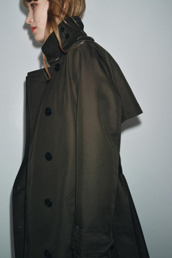 ZARA ДВУБОРТНЫЙ ТРЕНЧ WATER REPELLENT — ZW COLLECTION, ТЕМНЫЙ ХАКИ