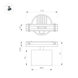 Светильник MAG-VIBE-RONDO-R90-10W Warm3000 (BK, 110 deg, 48V) (Arlight, IP20 Металл, 5 лет) 044473