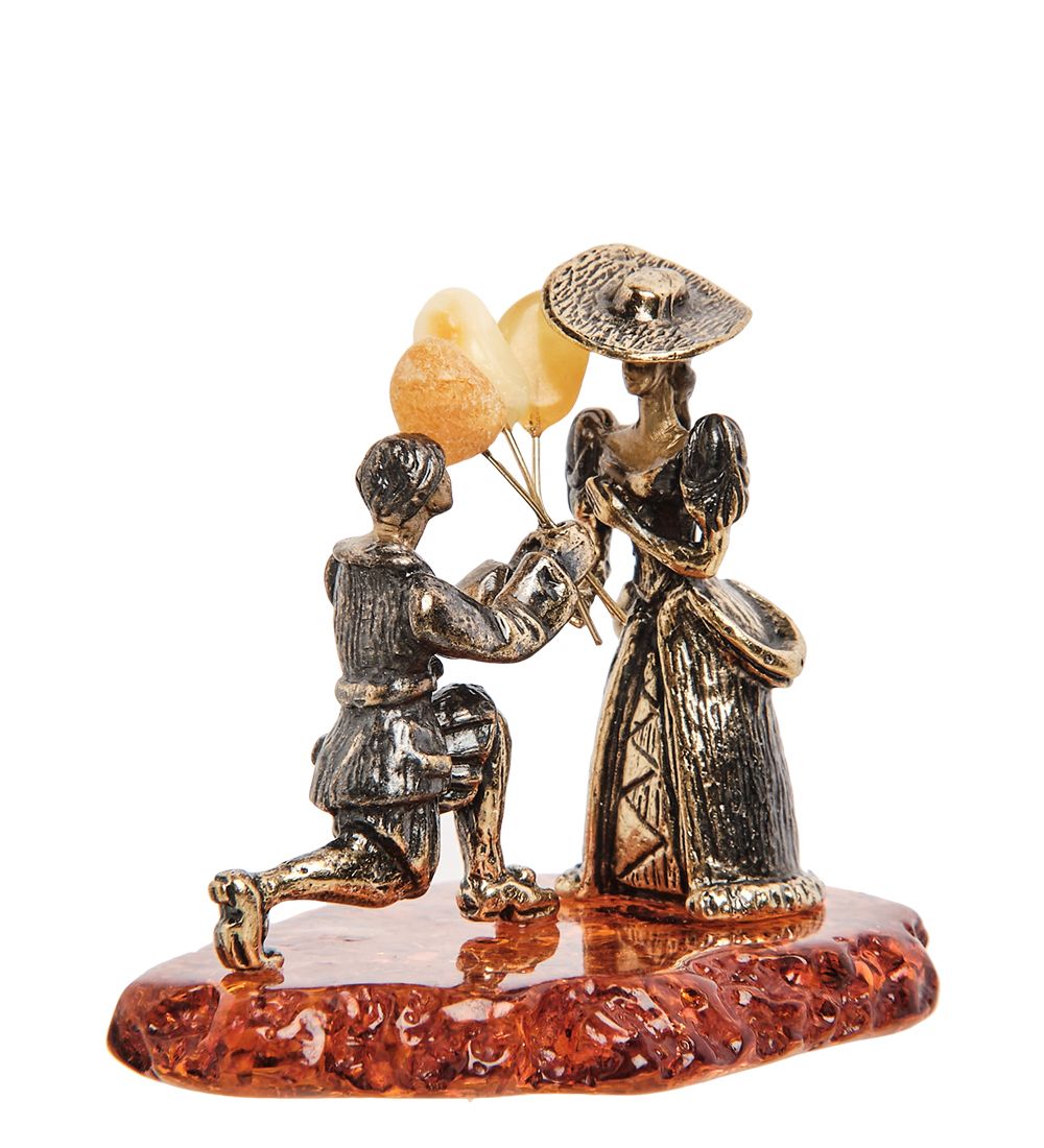 Народные промыслы AM- 237 Фигурка «Влюбленные» (латунь, янтарь)