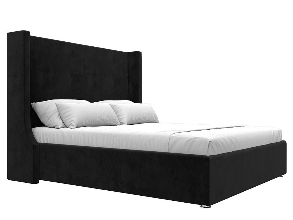 Кровать интерьерная Ларго 160, Черный, Велюр, 101323