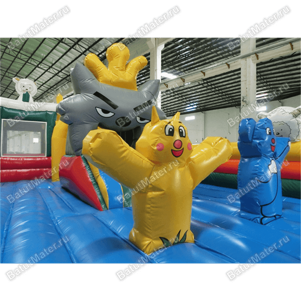 Надувной батут с крышей "Злой страшный серый волк"