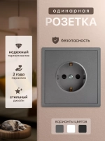 Розетка внутренняя одинарная с заземлением серая