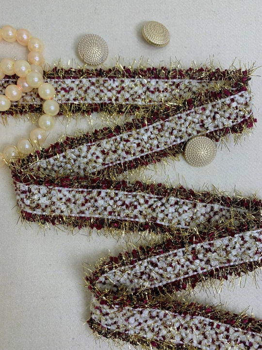 тесьма "шанель", 3,0см бордо/белый/золото