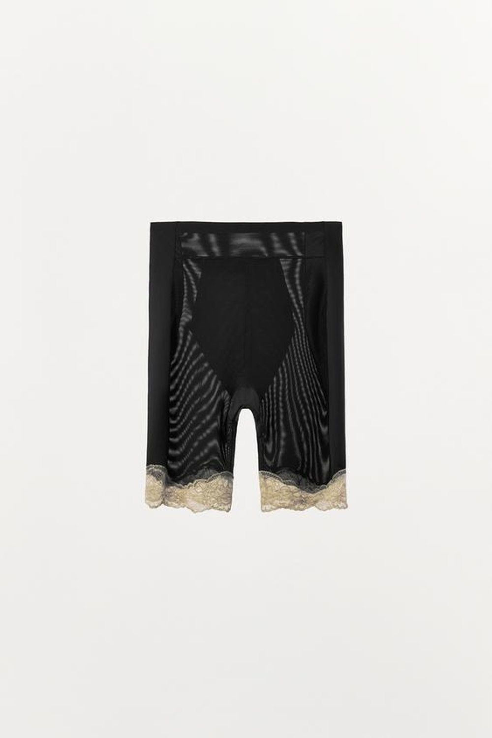 ZARA ШОРТЫ ИЗ СМЕСИ ПОЛИАМИДА И КРУЖЕВА, ЧЕРНЫЙ