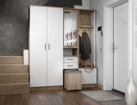 Прихожая «Дуся» 1.7 Дуб бунратти / Белый глянец