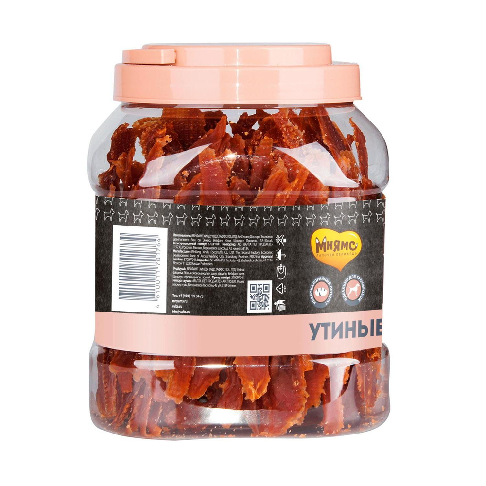 Лакомство для собак Мнямс Утиные грудки, 800 г, утка
